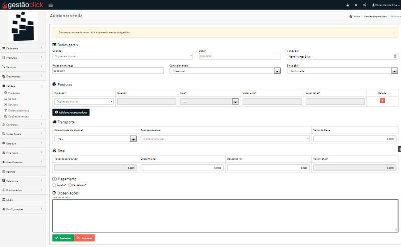 Melhor ERP online cadastro-de-venda
