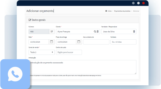 Atendimento ao cliente e gestão de orçamentos personalizados